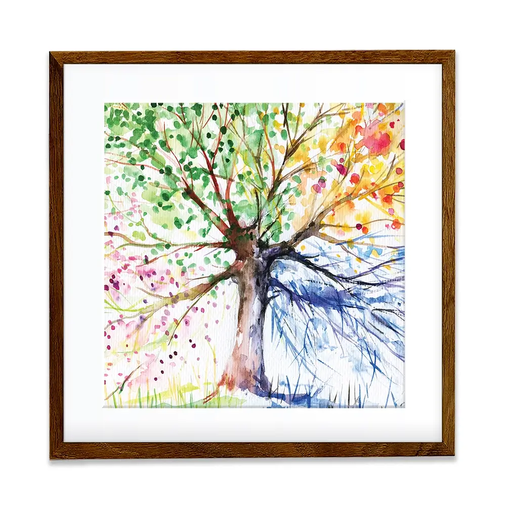 Tree Of Seasons Square Framed Art Print Tree Of Seasons Square Framed Art Print wall art product DeepGreen / Shutterstock