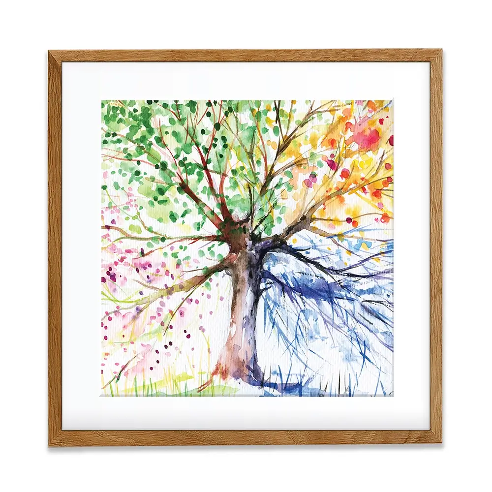 Tree Of Seasons Square Framed Art Print Tree Of Seasons Square Framed Art Print wall art product DeepGreen / Shutterstock