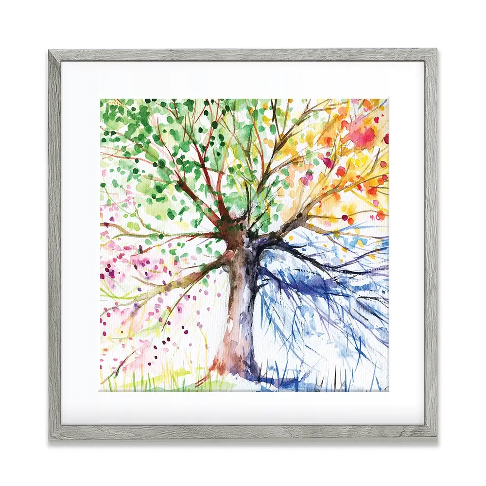 Tree Of Seasons Square Framed Art Print Tree Of Seasons Square Framed Art Print wall art product DeepGreen / Shutterstock