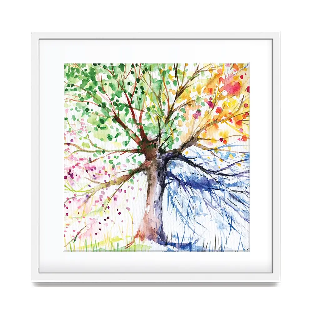 Tree Of Seasons Square Framed Art Print Tree Of Seasons Square Framed Art Print wall art product DeepGreen / Shutterstock