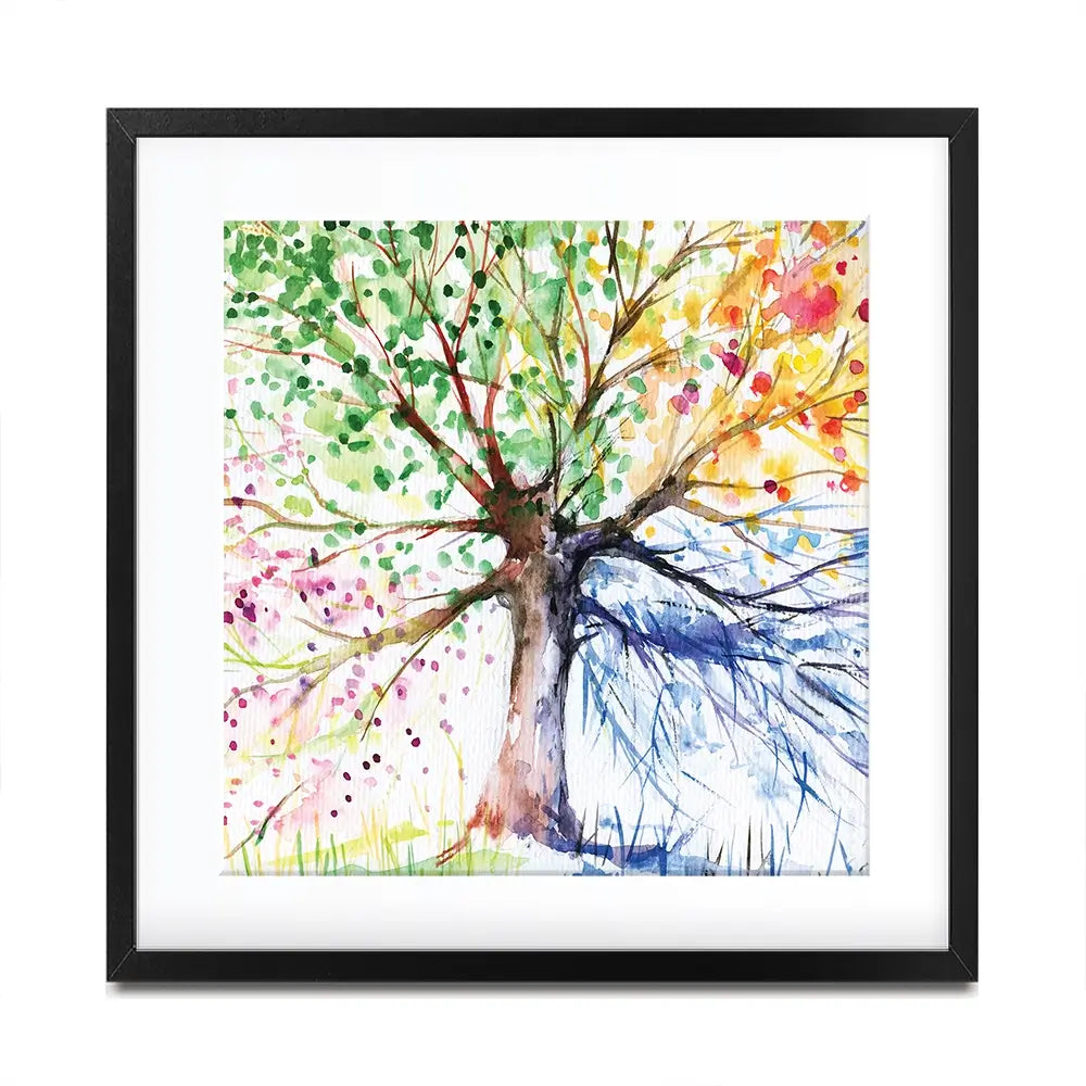 Tree Of Seasons Square Framed Art Print Tree Of Seasons Square Framed Art Print wall art product DeepGreen / Shutterstock