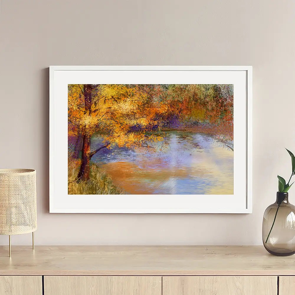 Tree Over The River Framed Art Print Tree Over The River Framed Art Print wall art product Art Print Shop
