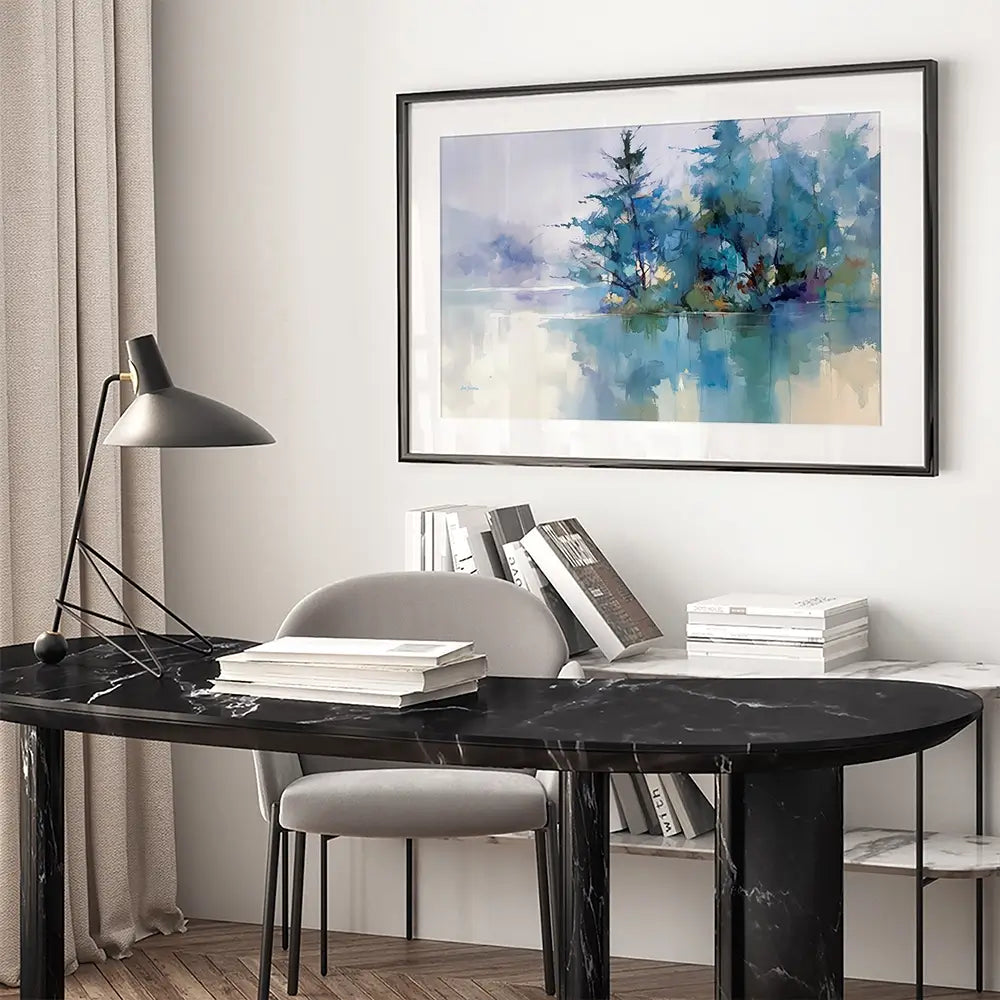 Trees Along The Lake 2 Framed Art Print Trees Along The Lake 2 Framed Art Print wall art product Leon Devenice