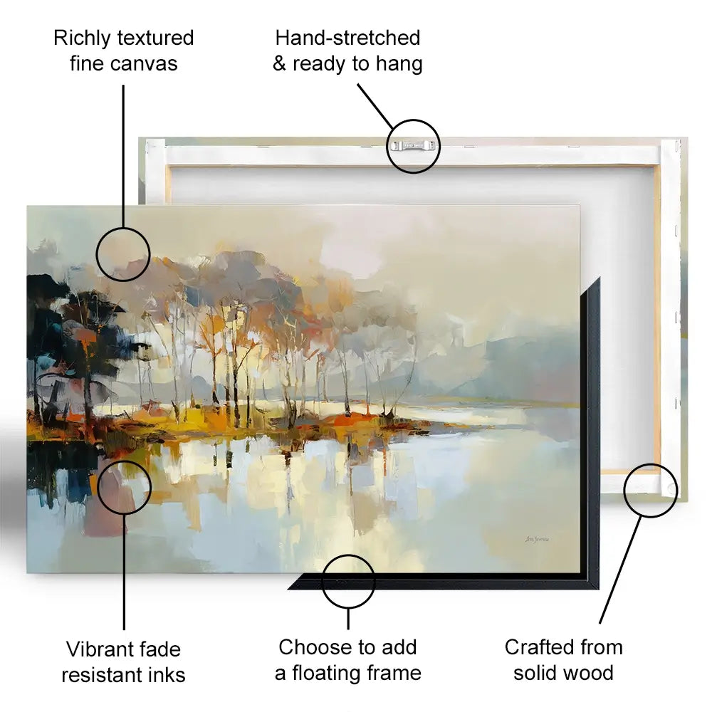 Trees Along The Lake Canvas Print Trees Along The Lake Canvas Print wall art product Leon Devenice