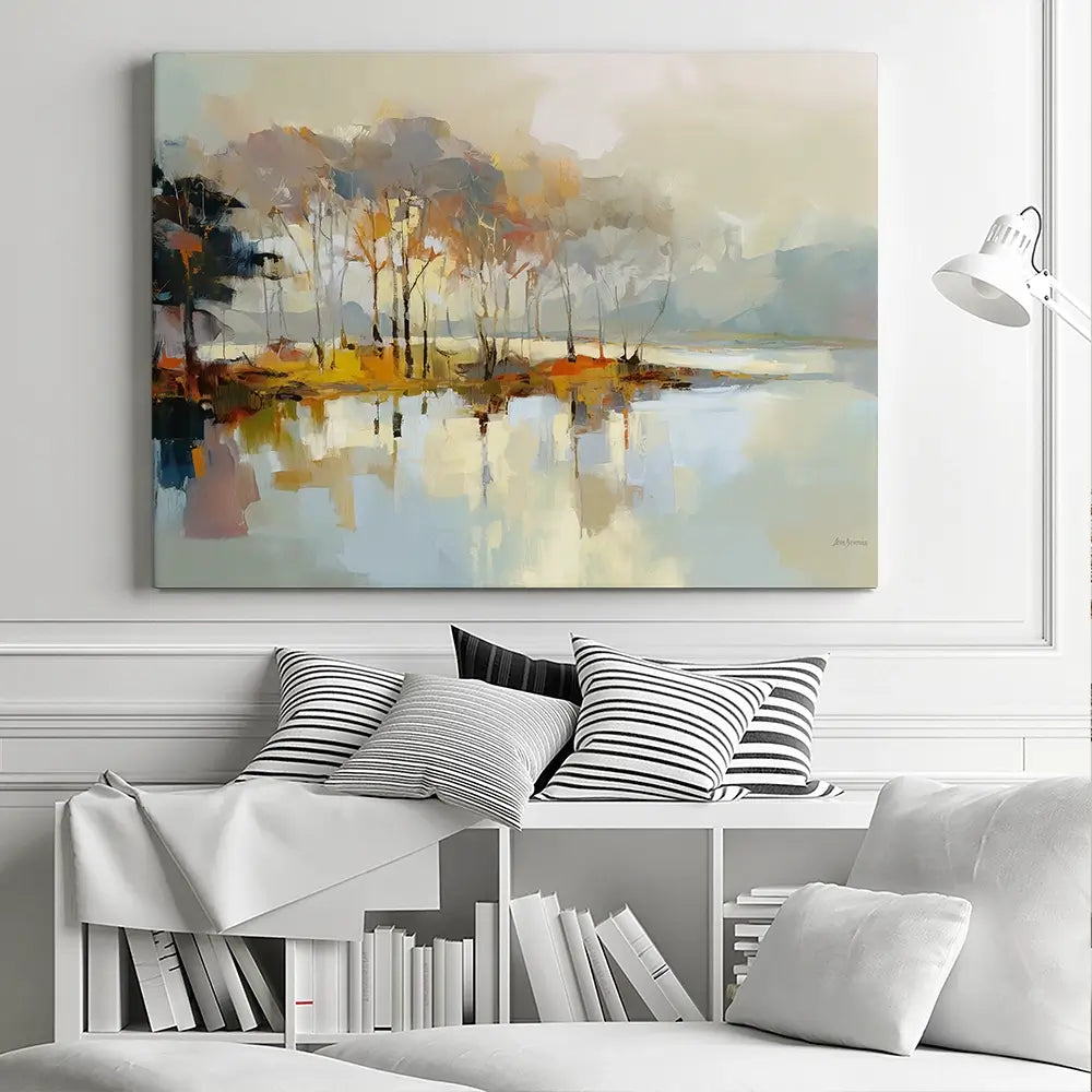 Trees Along The Lake Canvas Print Trees Along The Lake Canvas Print wall art product Leon Devenice