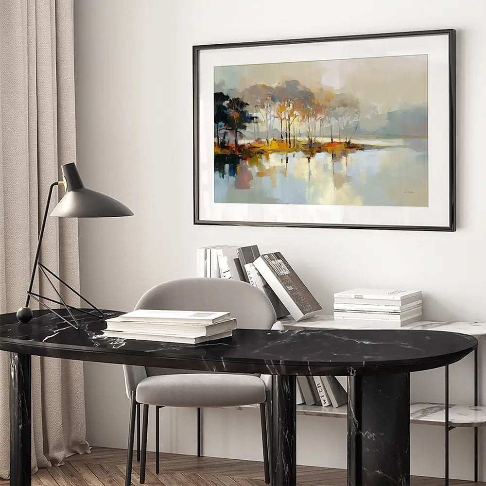 Trees Along The Lake Framed Art Print Trees Along The Lake Framed Art Print wall art product Leon Devenice