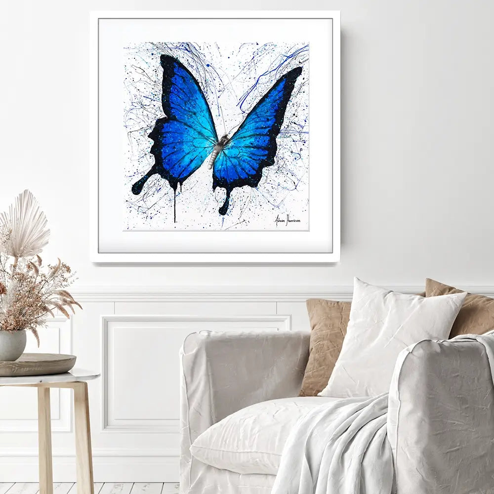 Tropics Of Blue Butterfly Square Framed Art Print Tropics Of Blue Butterfly Square Framed Art Print wall art product Ashvin Harrison
