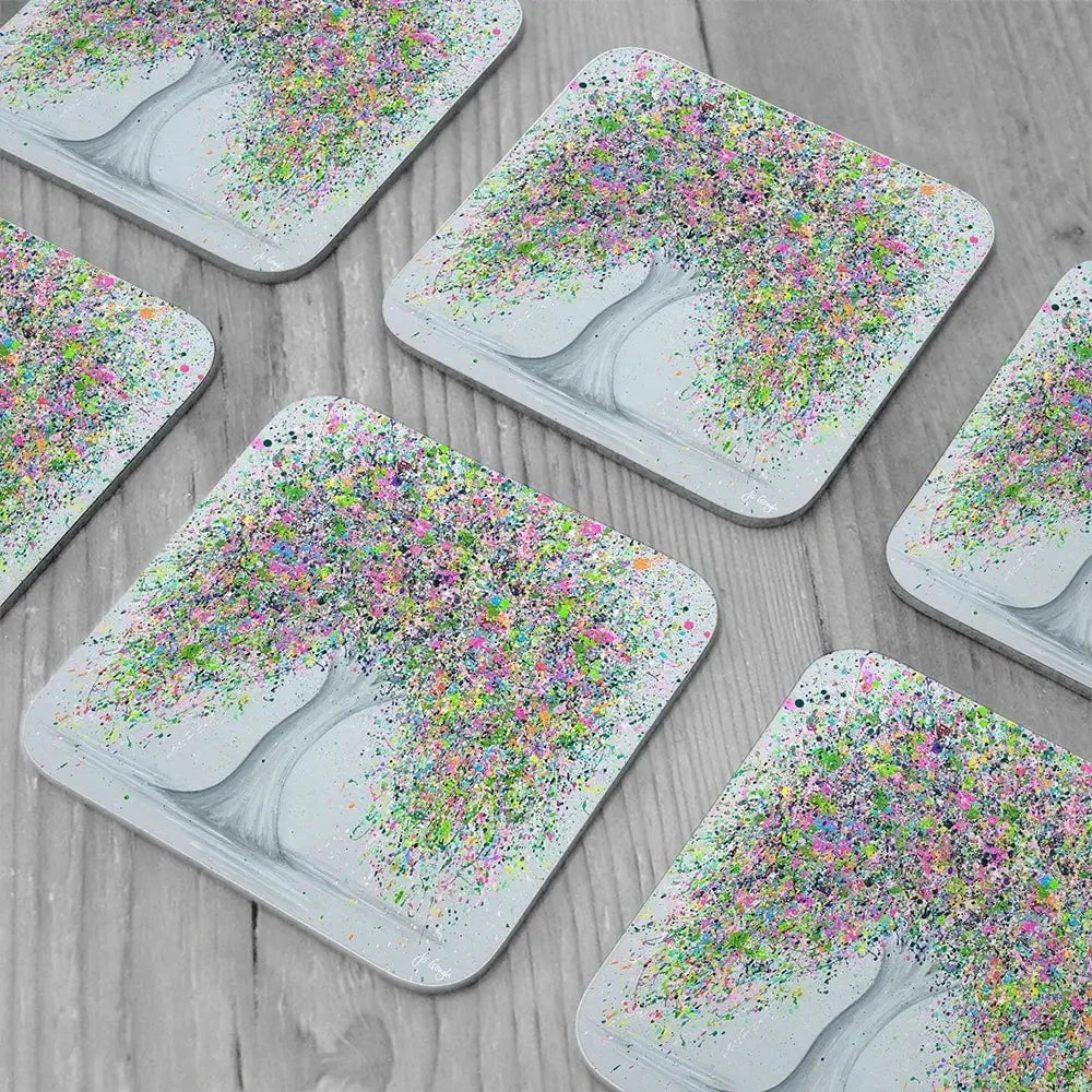 True Love Coaster Set Rainbow Soul Tree Coaster Set | Rainbow Soul Tree Art Coasters wall art product Jo Gough