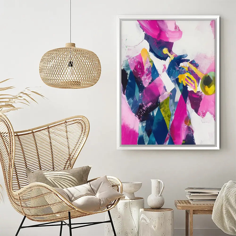 Trumpet Player In Magenta Canvas Print Trumpet Player In Magenta Canvas Print wall art product Chromatic Storm Studio
