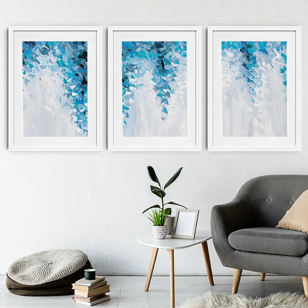 Tumbling Blue Abstract Framed Art Print Trio Tumbling Blue Abstract Framed Art Print Trio wall art product Olga Tkachyk