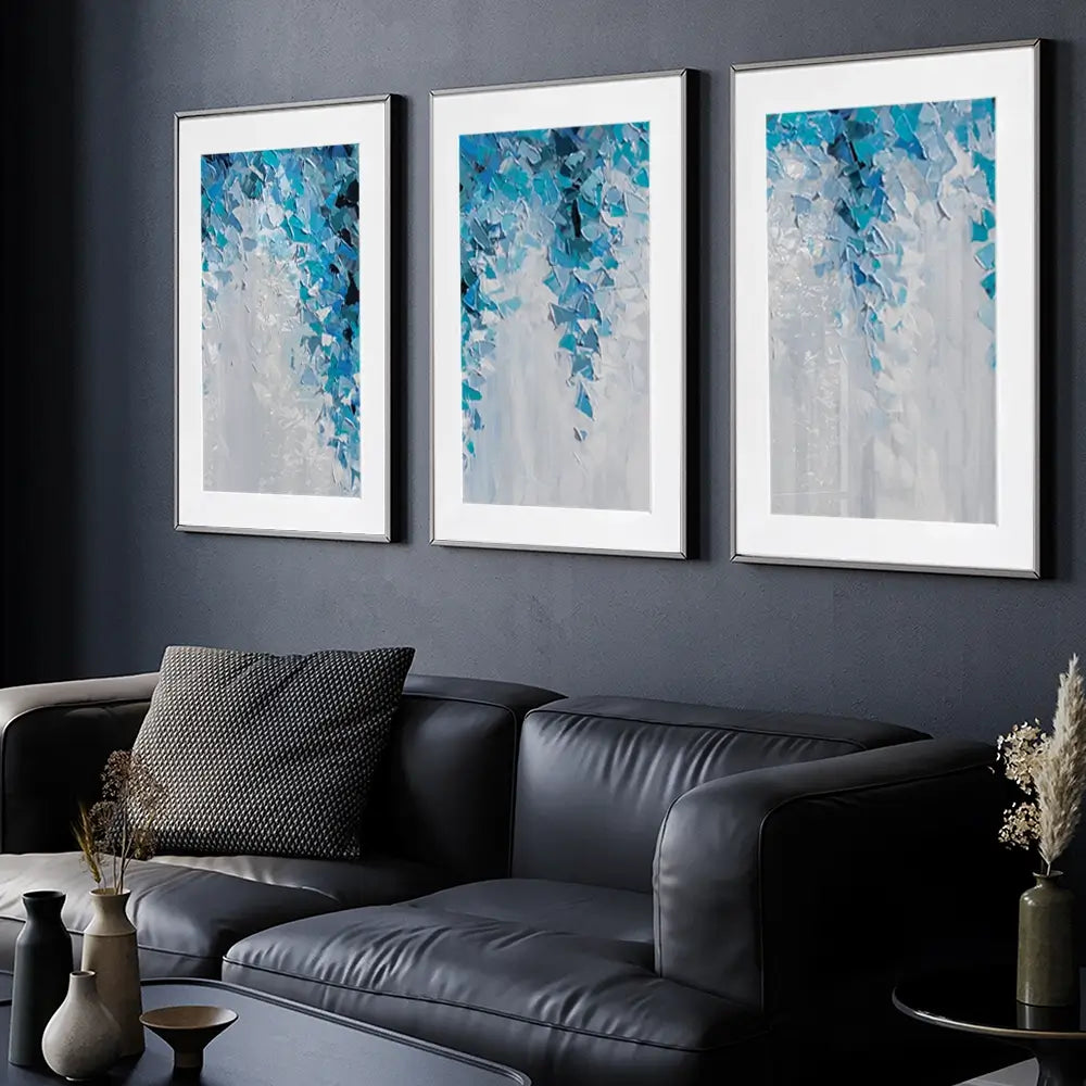 Tumbling Blue Abstract Framed Art Print Trio Tumbling Blue Abstract Framed Art Print Trio wall art product Olga Tkachyk