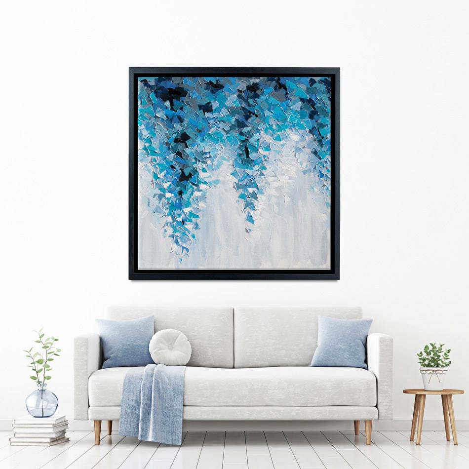 Tumbling Blue Abstract Square Canvas Print wall art product Olga Tkachyk