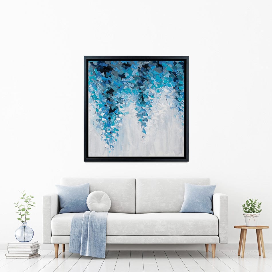 Tumbling Blue Abstract Square Canvas Print wall art product Olga Tkachyk