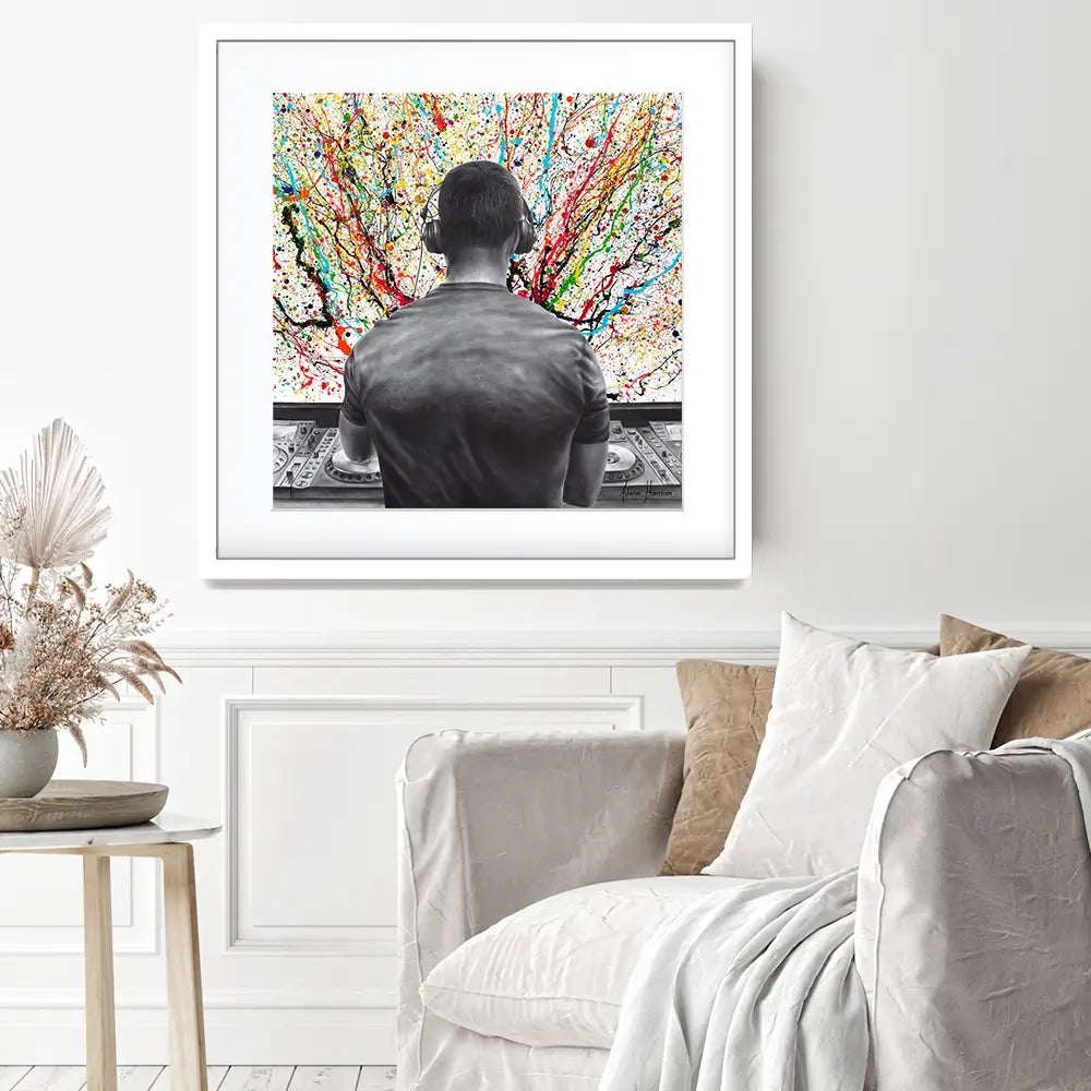 Turn It Up DJ Square Framed Art Print Turn It Up DJ Square Framed Art Print wall art product Ashvin Harrison