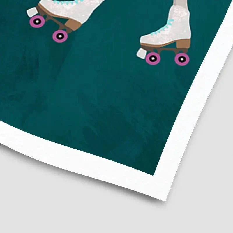 Turquoise Zebra Roller Skating Art Print Turquoise Zebra Roller Skating Art Print wall art product Sarah Manovski