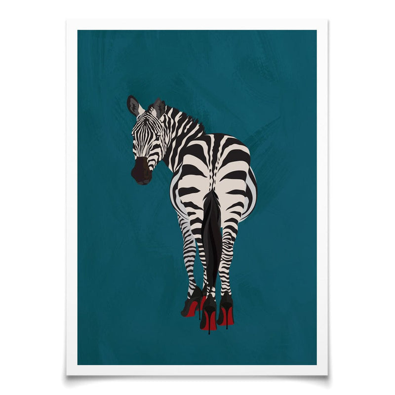 Turquoise Zebra Wearing Heels Art Print wall art product Sarah Manovski