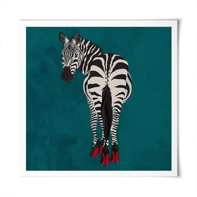 Turquoise Zebra Wearing Heels Square Art Print Turquoise Zebra Wearing Heels Square Art Print wall art product Sarah Manovski