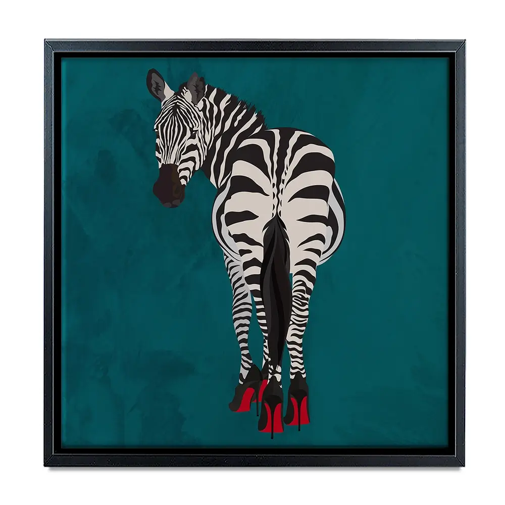 Turquoise Zebra Wearing Heels Square Canvas Print Turquoise Zebra Wearing Heels Square Canvas Print wall art product Sarah Manovski