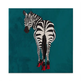 Turquoise Zebra Wearing Heels Square Canvas Print Turquoise Zebra Wearing Heels Square Canvas Print wall art product Sarah Manovski