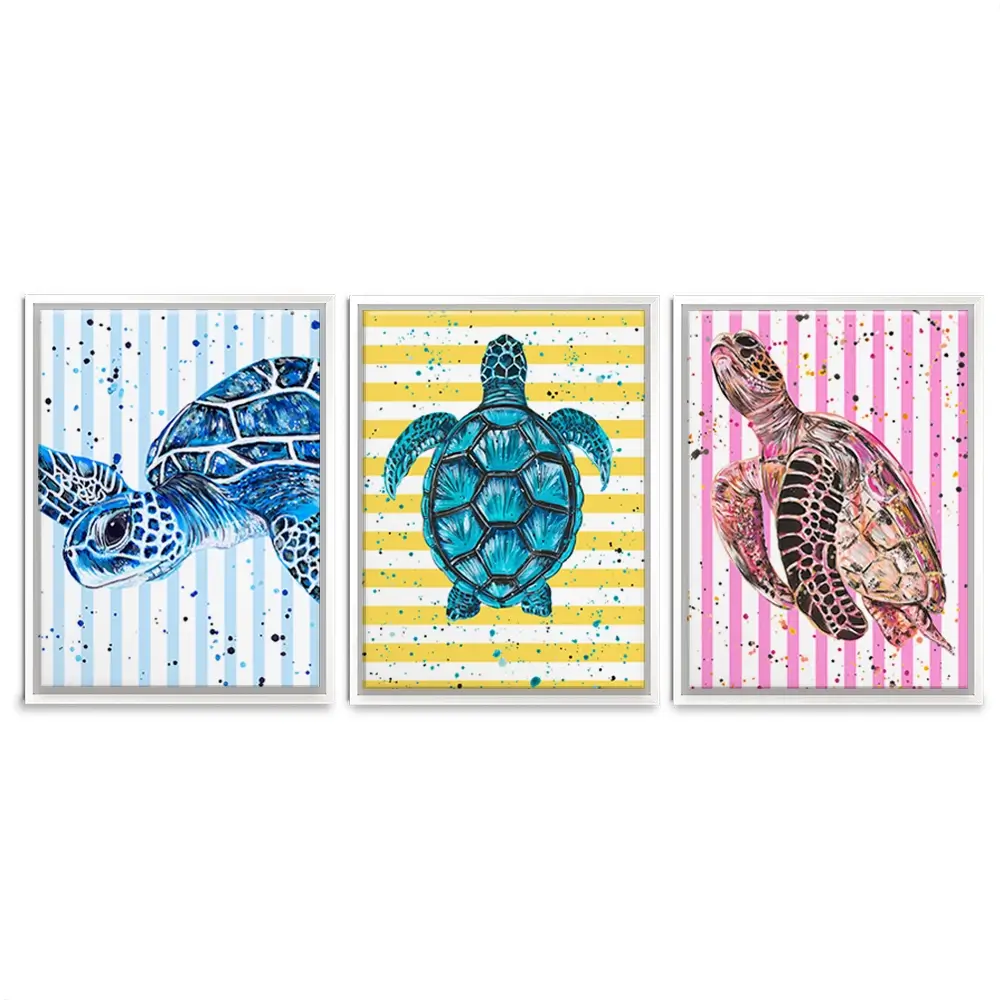 Turtle Stripes Trio Canvas Print Turtle Stripes Trio Canvas Print wall art product Emma LC Art