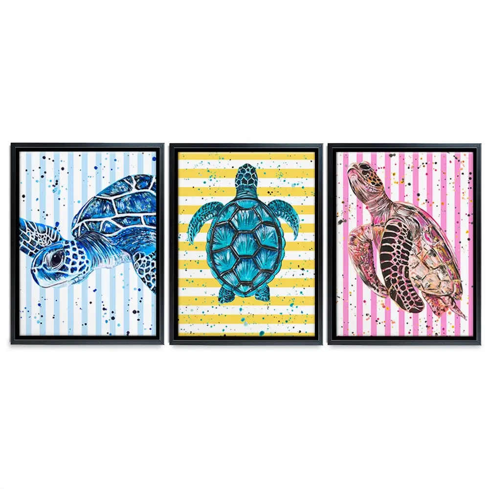 Turtle Stripes Trio Canvas Print Turtle Stripes Trio Canvas Print wall art product Emma LC Art