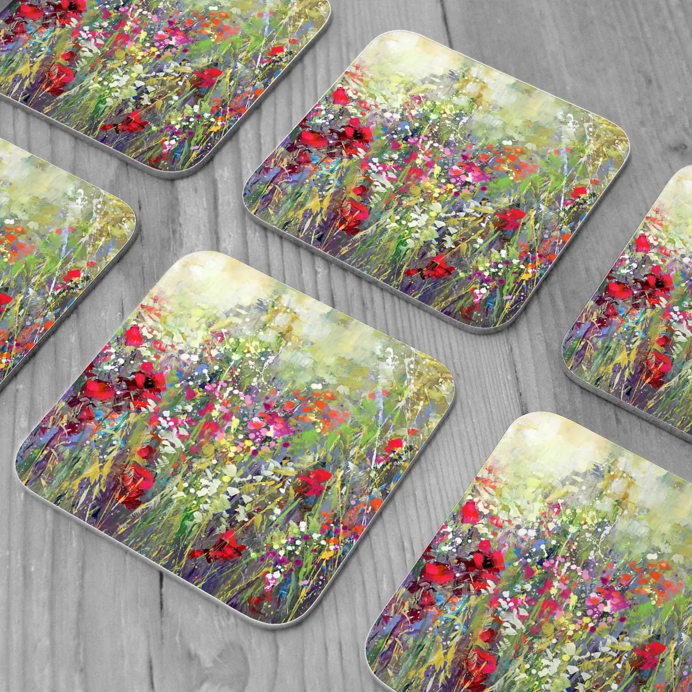 Tuscan Wildflower Field Coaster Set Rainbow Soul Tree Coaster Set | Rainbow Soul Tree Art Coasters wall art product Leon Devenice