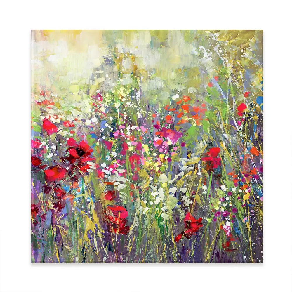 Tuscan Wildflower Field Square Canvas Print Tuscan Wildflower Field Square Canvas Print wall art product Leon Devenice