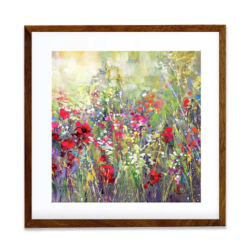 Tuscan Wildflower Field Square Framed Art Print Tuscan Wildflower Field Square Framed Art Print wall art product Leon Devenice