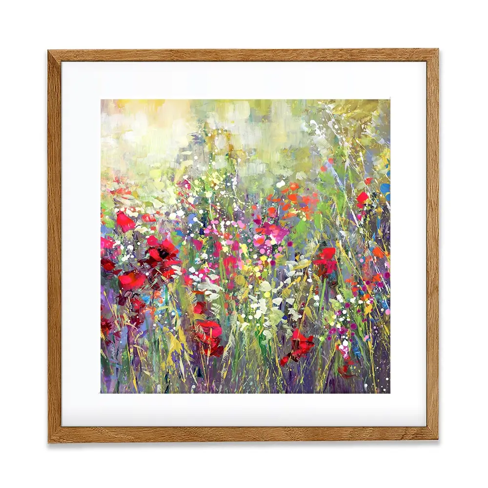 Tuscan Wildflower Field Square Framed Art Print Tuscan Wildflower Field Square Framed Art Print wall art product Leon Devenice