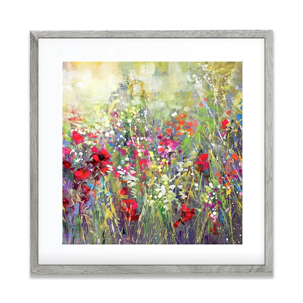 Tuscan Wildflower Field Square Framed Art Print Tuscan Wildflower Field Square Framed Art Print wall art product Leon Devenice