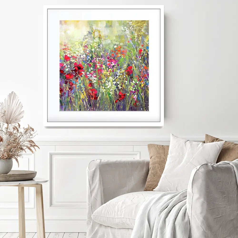 Tuscan Wildflower Field Square Framed Art Print Tuscan Wildflower Field Square Framed Art Print wall art product Leon Devenice