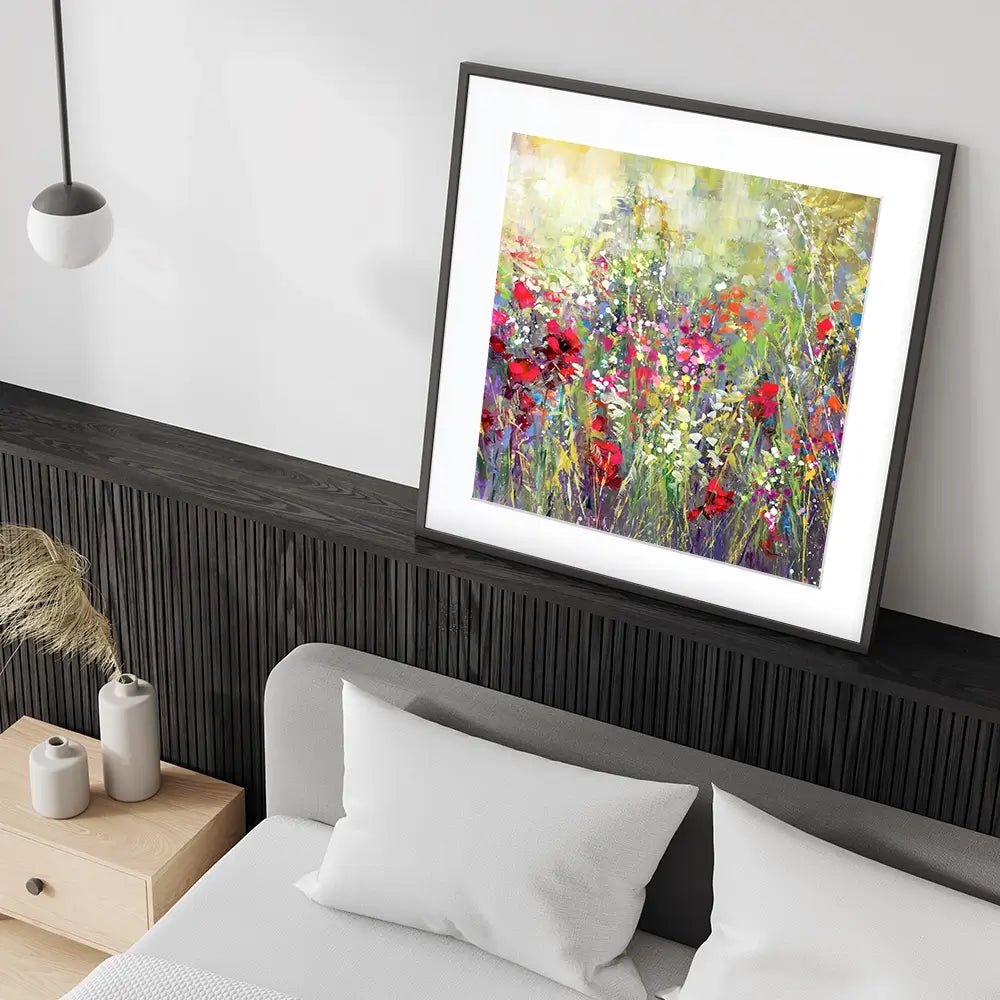 Tuscan Wildflower Field Square Framed Art Print Tuscan Wildflower Field Square Framed Art Print wall art product Leon Devenice