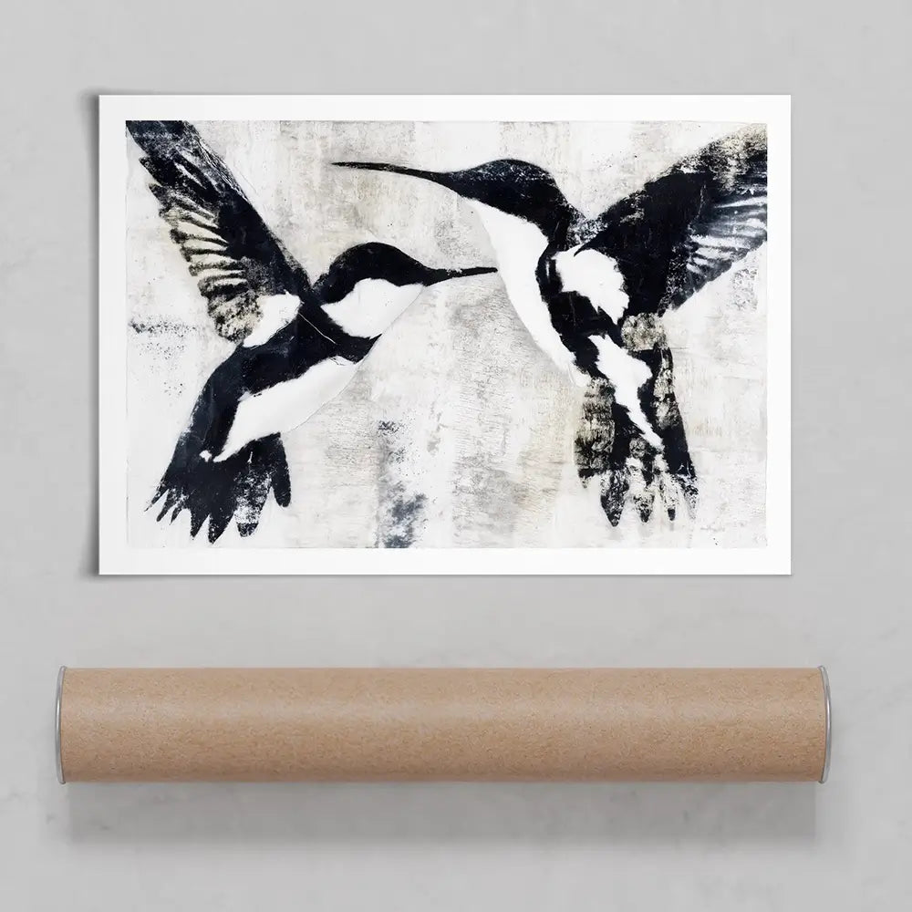 Two Birds In Flight Art Print Two Birds In Flight Art Print wall art product Chromatic Storm Studio