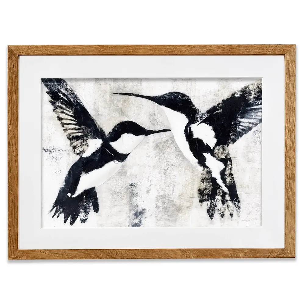 Two Birds In Flight Framed Art Print Two Birds In Flight Framed Art Print wall art product Chromatic Storm Studio