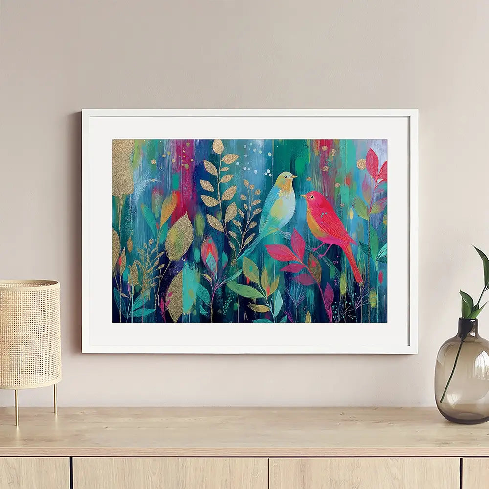Two Birds In The Garden Framed Art Print Two Birds In The Garden Framed Art Print wall art product Chromatic Storm Studio