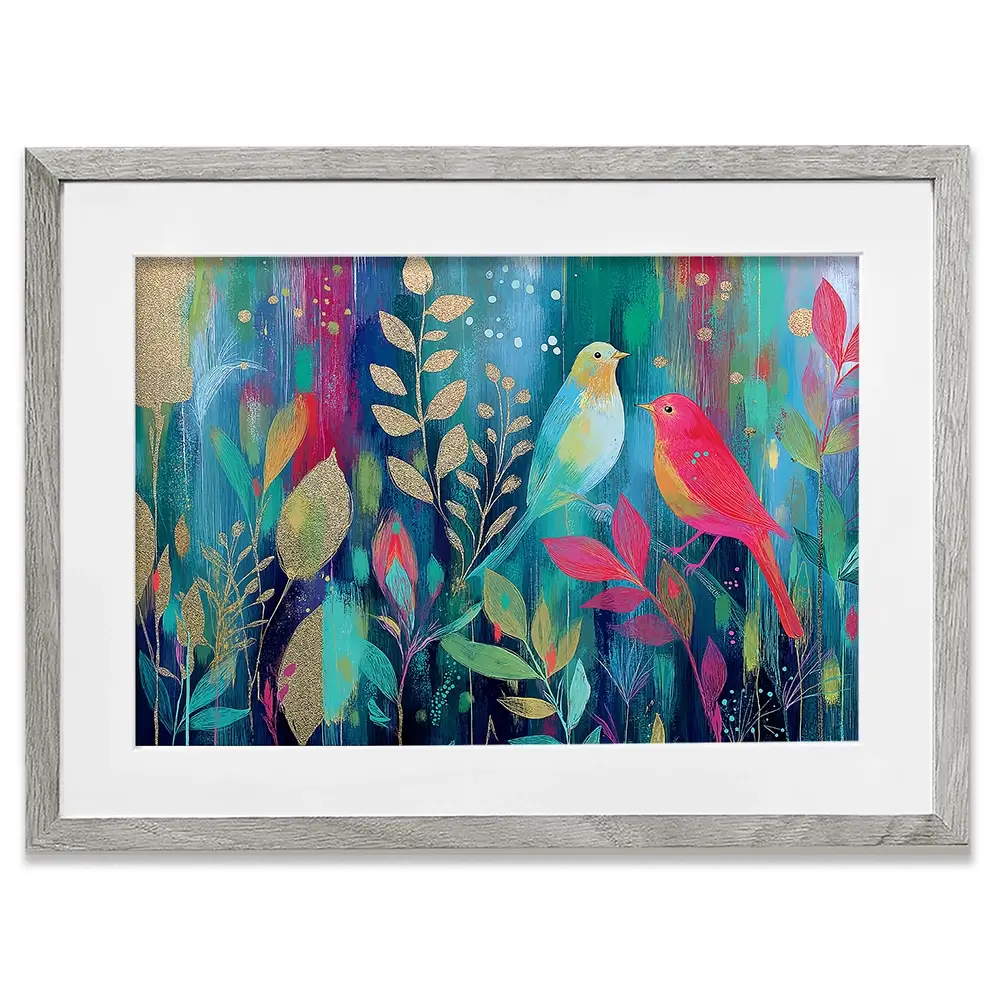 Two Birds In The Garden Framed Art Print Two Birds In The Garden Framed Art Print wall art product Chromatic Storm Studio