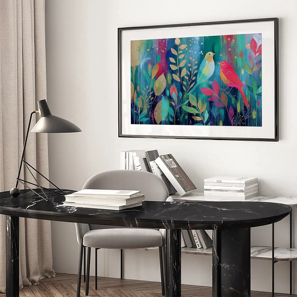 Two Birds In The Garden Framed Art Print Two Birds In The Garden Framed Art Print wall art product Chromatic Storm Studio