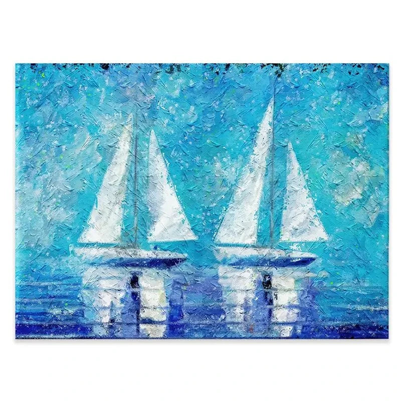 Two Boats In Blue Canvas Print Two Boats In Blue Canvas Print wall art product ChiliMili / Shutterstock