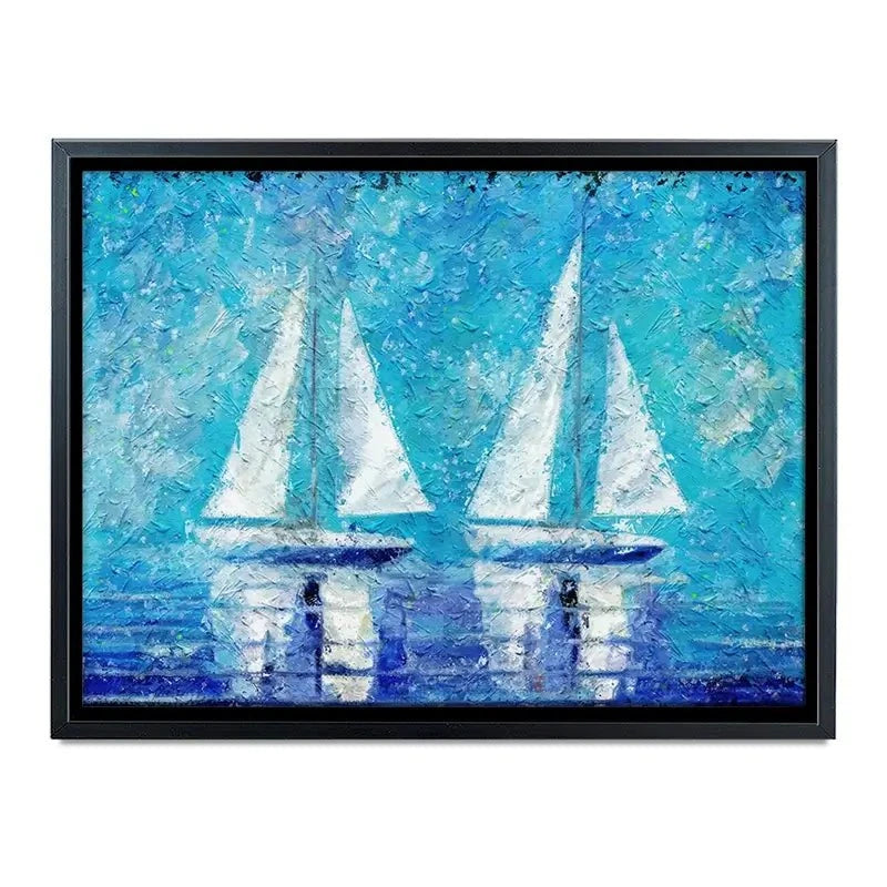 Two Boats In Blue Canvas Print Two Boats In Blue Canvas Print wall art product ChiliMili / Shutterstock