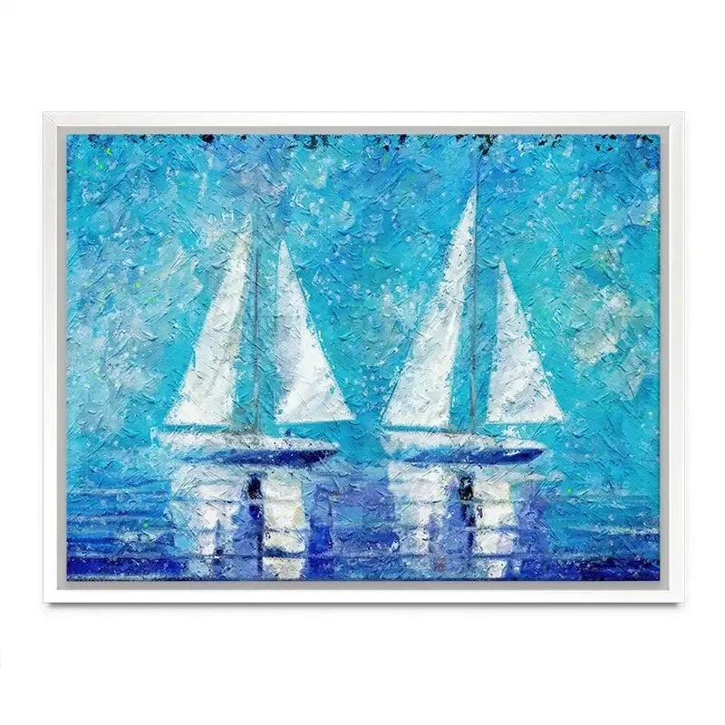 Two Boats In Blue Canvas Print Two Boats In Blue Canvas Print wall art product ChiliMili / Shutterstock