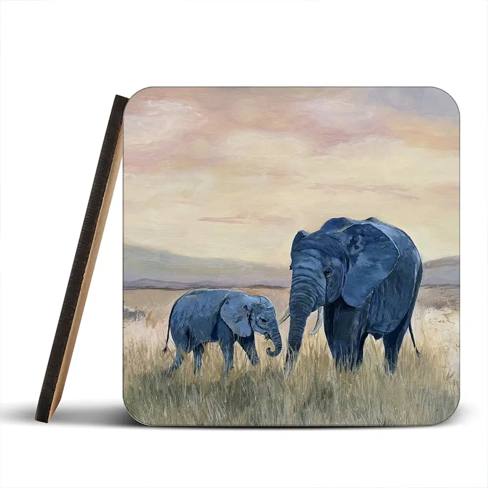 Two Elephants Coaster Set Two Elephants Coaster Set wall art product Karen Sutton