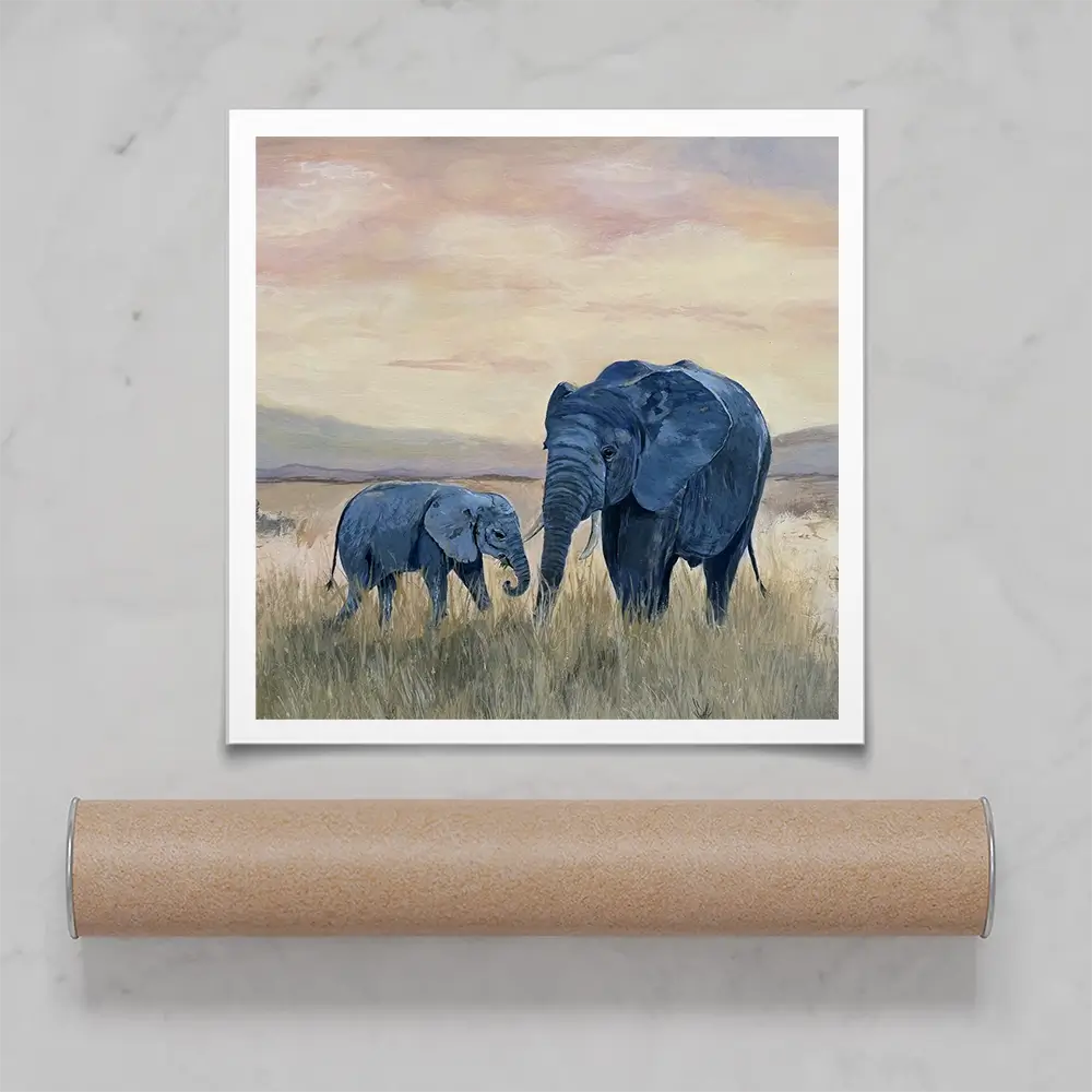 Two Elephants Square Art Print Two Elephants Square Art Print wall art product Karen Sutton
