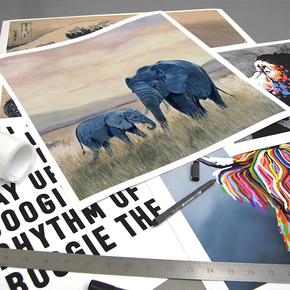 Two Elephants Square Art Print Two Elephants Square Art Print wall art product Karen Sutton