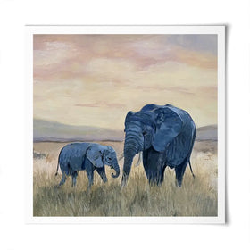 Two Elephants Square Art Print Two Elephants Square Art Print wall art product Karen Sutton