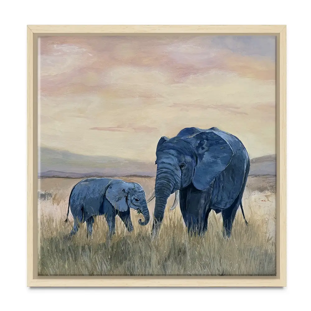 Two Elephants Square Canvas Print Two Elephants Square Canvas Print wall art product Karen Sutton