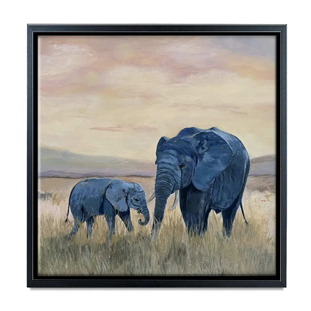 Two Elephants Square Canvas Print Two Elephants Square Canvas Print wall art product Karen Sutton