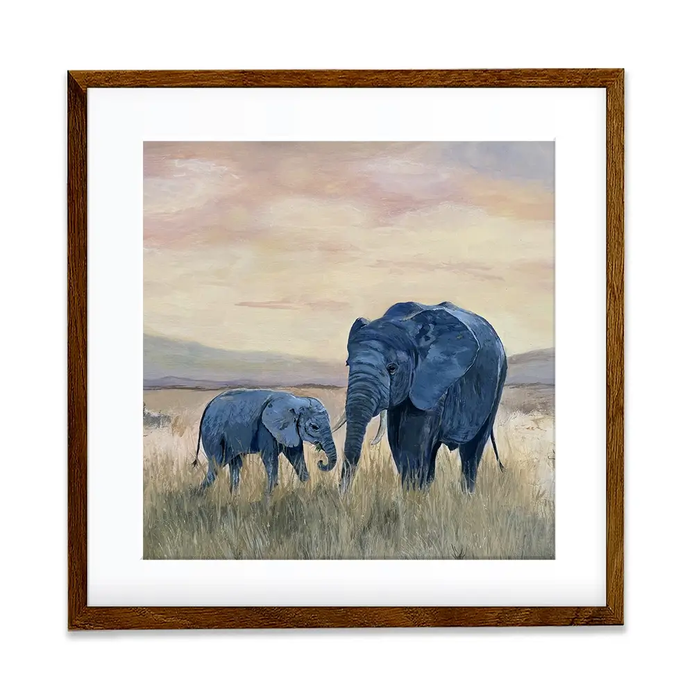 Two Elephants Square Framed Art Print Two Elephants Square Framed Art Print wall art product Karen Sutton