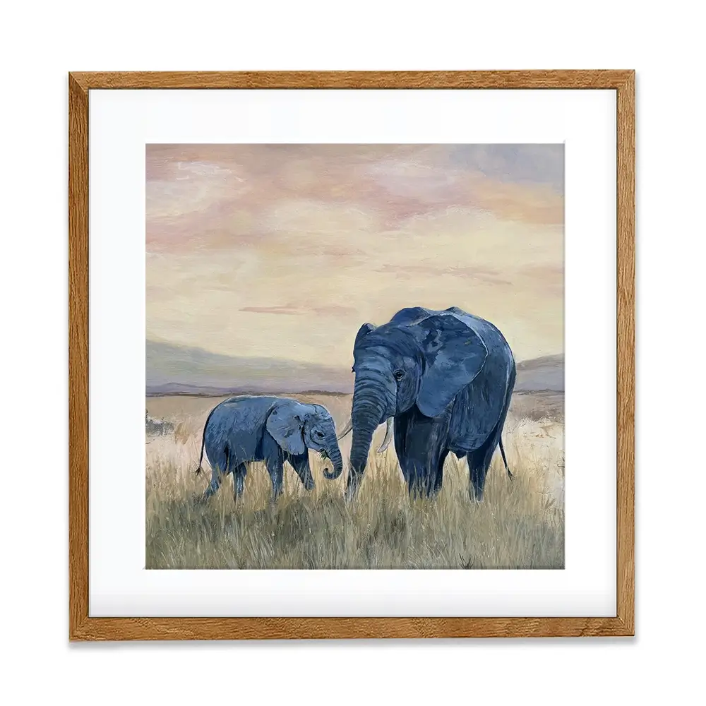Two Elephants Square Framed Art Print Two Elephants Square Framed Art Print wall art product Karen Sutton