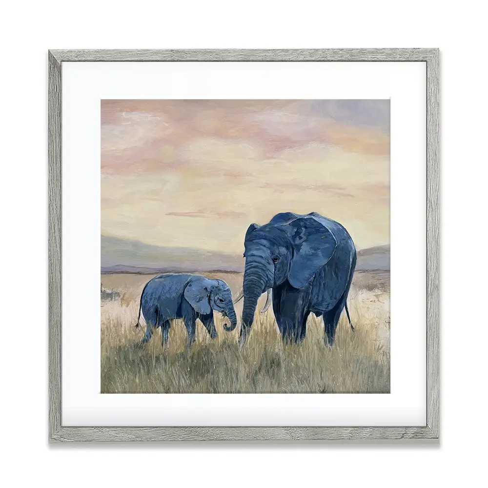 Two Elephants Square Framed Art Print Two Elephants Square Framed Art Print wall art product Karen Sutton