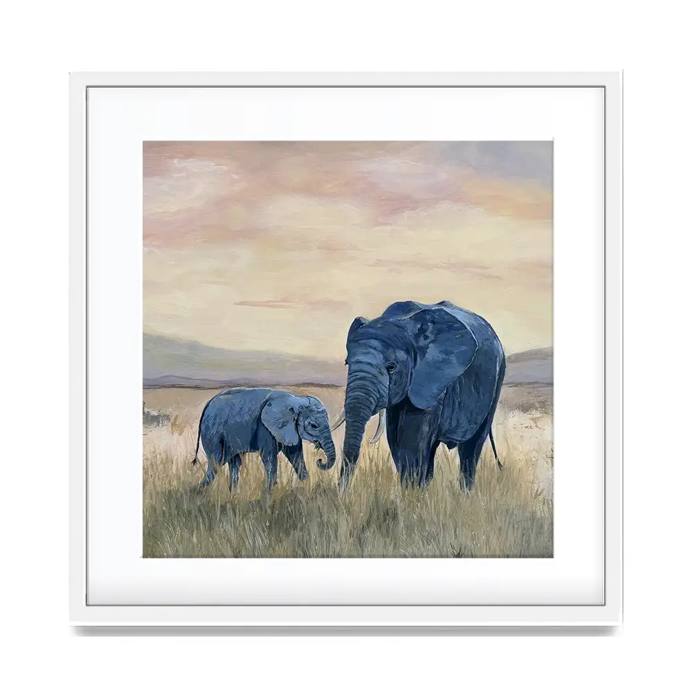 Two Elephants Square Framed Art Print Two Elephants Square Framed Art Print wall art product Karen Sutton